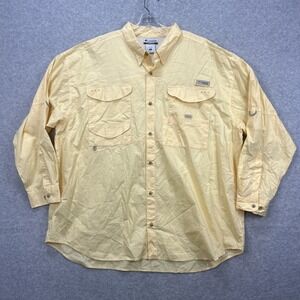 Vintage Columbia PFG Shirt Men XXXL Yellow Vented Fishing Long Sleeve Y2K Angler